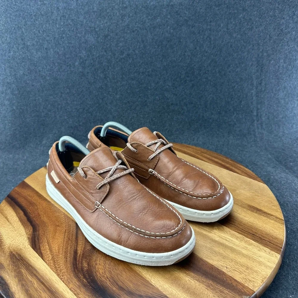 Cole Haan Grand 360 Boat Loafers Shoes Brown White Leather Size 9.5 C32209